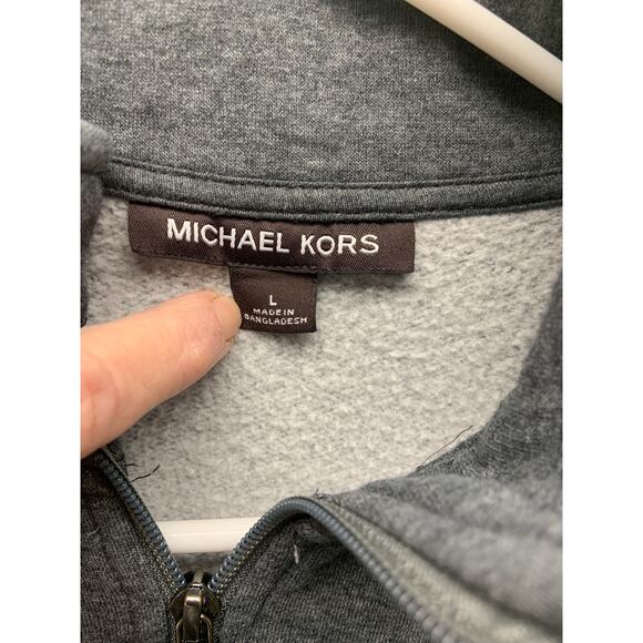 Michael Kors Mens 1/4 Zip Shoulder Spellout Gray Sweatshirt Size L - Picture 4 of 8